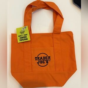 Trader Joe's Halloween Mini Canvas Tote Bag - Orange (Soon to be discontinued!)
